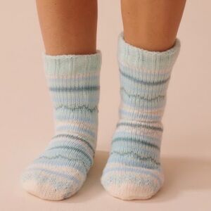 la Vie en Rose Striped Knit and Sherpa Socks